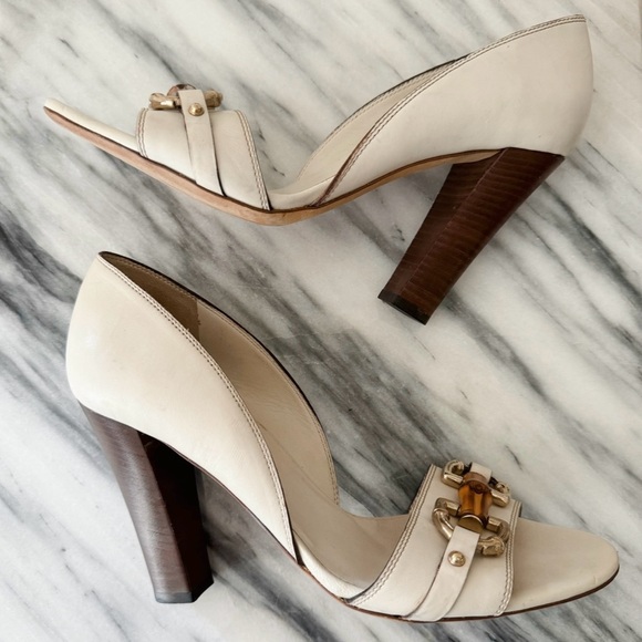 Gucci Leather Horsebit Accent Open Toe Heels - Picture 5 of 10